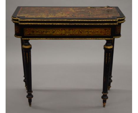 A 19th century boulle card table. 87 cm wide.