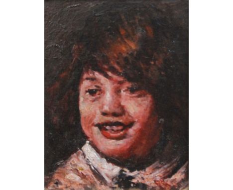 FRENCH SCHOOL, A Portrait of a Young Girl, oil on board, framed. 18.5 x 24.5 cm.