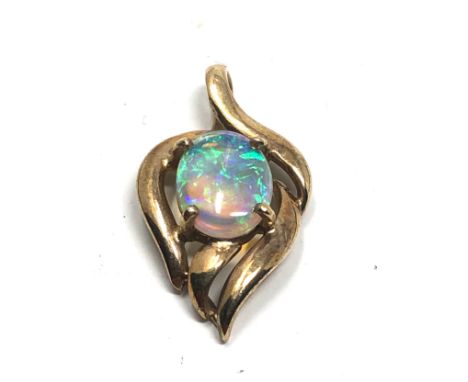 9ct gold vintage opal drop pendant (1.8g) 