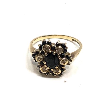 9ct gold diamond &amp; sapphire floral set ring,missing stones (3g) 