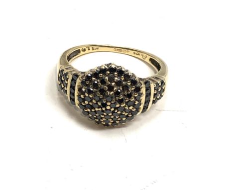 9ct gold black diamond cluster dress ring (3.8g) 