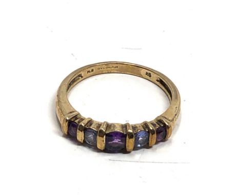 9ct gold amethyst &amp; tanzanite ring (2.4g) 