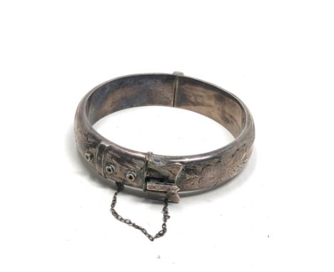 Vintage Sterling Silver Ornate Buckle Bangle (29g) 