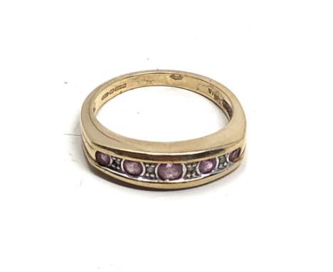 9ct gold ruby &amp; diamond half eternity set ring (2.9g) 