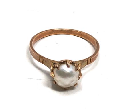 14ct gold vintage pearl  ring (2g) 