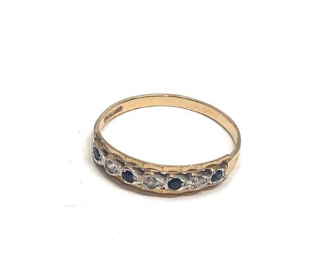 9ct gold sapphire &amp; stone set ring (1.4g) 