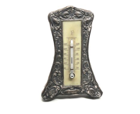 Small antique silver thermometer chester silver hallmarks measures approx 10cm tall 6.5cm wide 