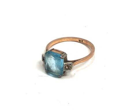 9ct gold blue &amp; clear paste dress ring (2.5g) 