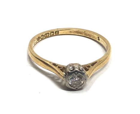 18ct gold vintage diamond solitaire  ring (2.2g) 