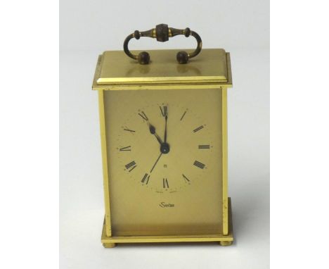 Swiza brass cased Swiss carriage clock,  height 14 cm.