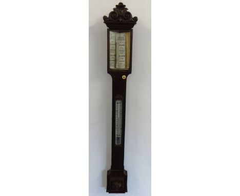 A Victorian rosewood stick Barometer, by Berincer & Schwerer, Redruth and Penzance, height 104 cm.