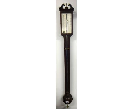 A 19th century mahogany stick barometer, H. Dallaway, 31 Mislom Street, Bath, with swan neck pediment, height 100cm. restored