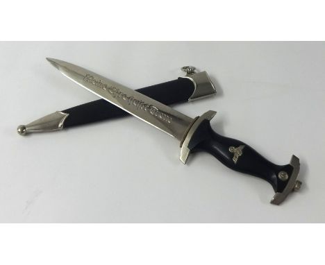 A replica German SS dagger and scabbard length 34cm