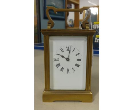 A brass cased carriage clock (no key)