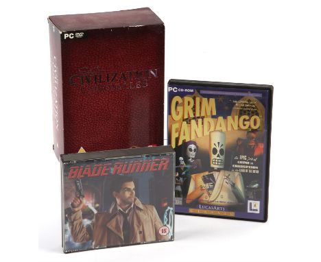 PC Boxed game variety bundle Includes: Grim Fandango, Blade runner and Sid Meier's Civilization Chronicles Grim Fandango cont