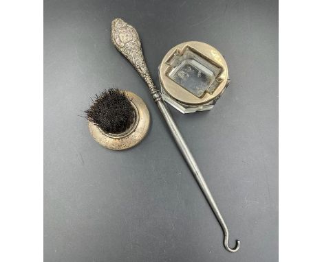 Three Silver hallmarked items to include button hook etc 