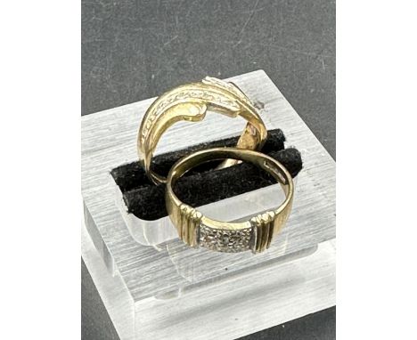 Two 9ct gold and white stone fashion rings (Approximate Total Weight 5.2g) Size M &amp; N
