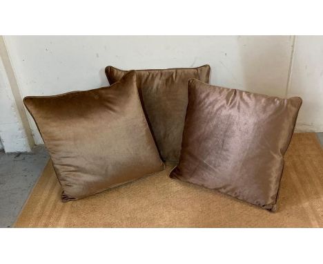 Six brown velvet sofa cushions 