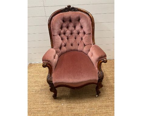 A Victorian button back salon chair 