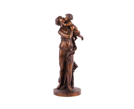 After Claude Michel Clodion; a late cast and patinated bronze figure of a Grecian mother and child.36 cm high.  The  collecti