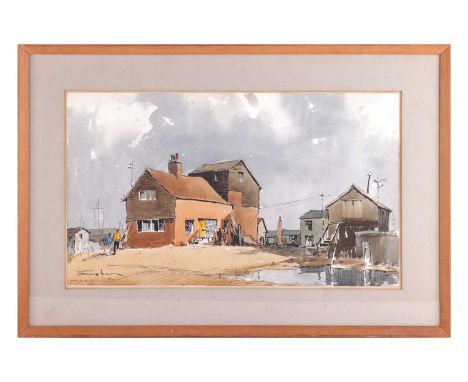 Edward Wesson (British, 1910 - 1983), Coastal Buildings - possibly Walberswick (Suffolk), signed 'Edward Wesson' (lower left)