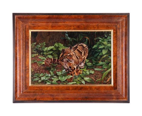 Tony Karpinski (British, 1965), Clouded Leopard, signed 'Karpinski' (lower left), dated '98 and titled verso, oil on board, i
