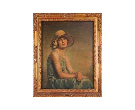 Charles Mendelssohn Horsfall (British, 1865 - 1942), Portrait of Mrs Norah Frost, signed and dated 1930 (upper left), titled 