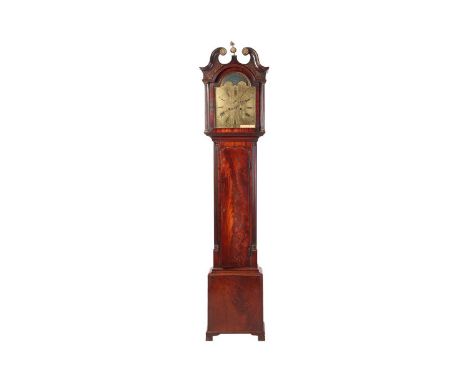 David Norrie of Leith a Scottish George III Mahogany 8-day Longcase clock, with swan neck pediment, the single piece brass ar