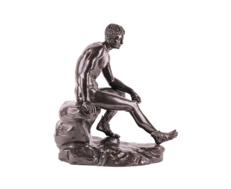 After the antique; a late Grand Tour bronze figure of the seated Hermes, late 19th century, cast by Giorgio Sommer Foundry, N