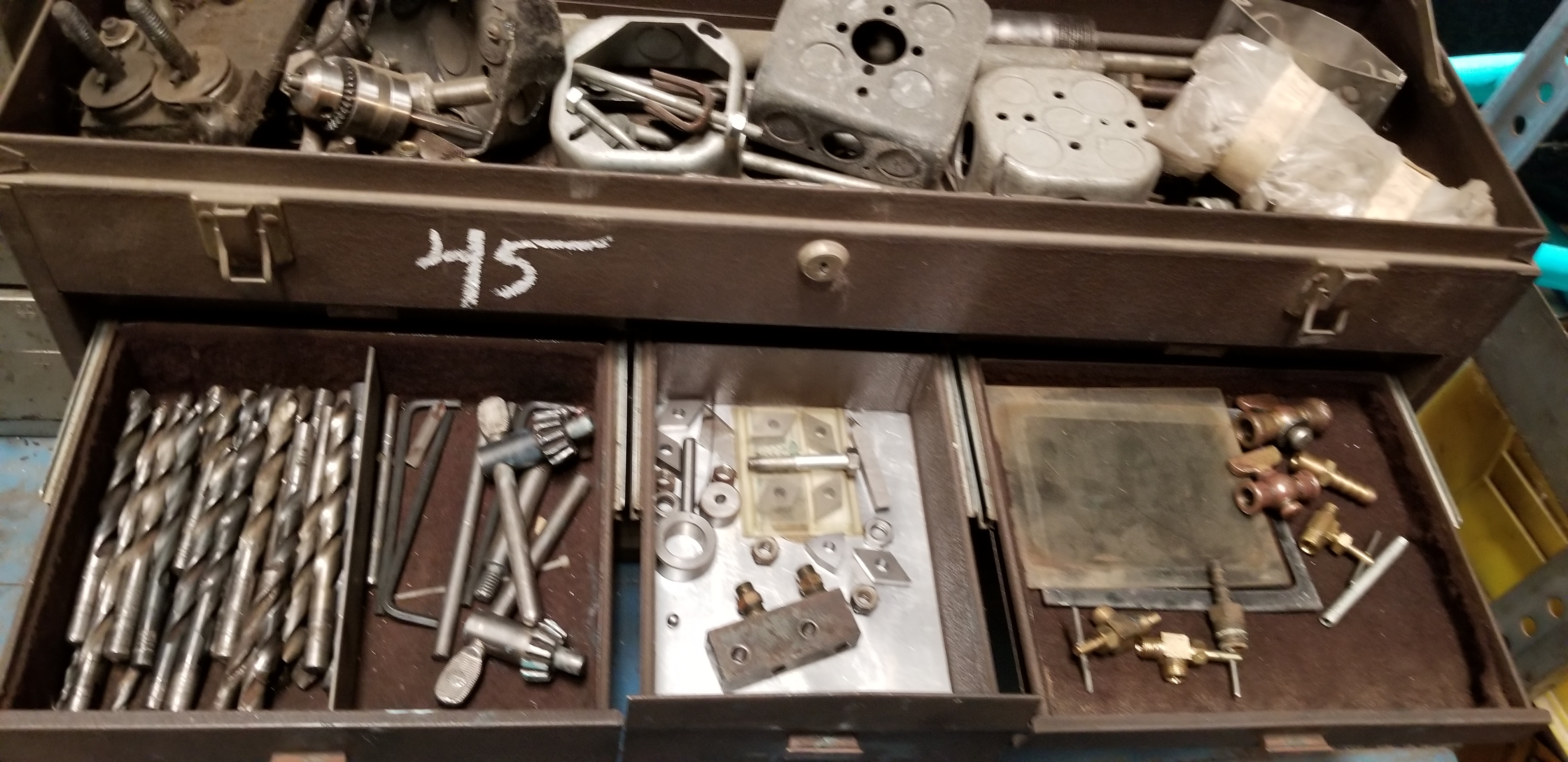 Kennedy Tool Box & Huot Parts Box with Misc. Parts and Hardware