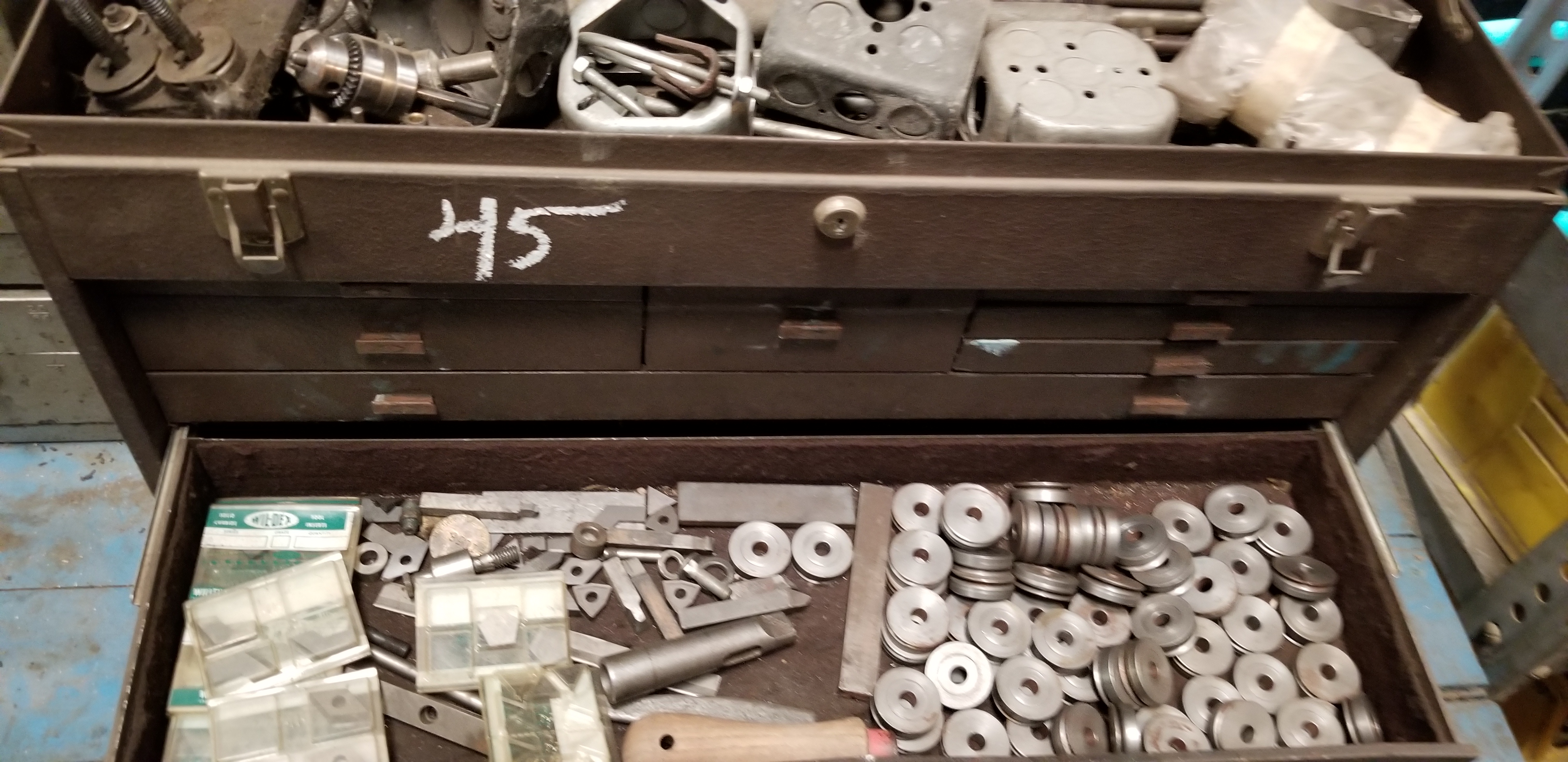 Kennedy Tool Box & Huot Parts Box with Misc. Parts and Hardware
