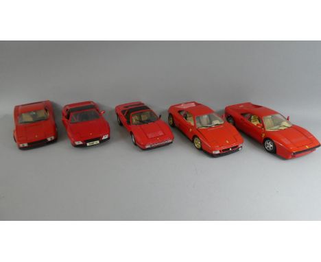 A Collection of Five Unboxed 1/18th Scale Models of 1980s Ferraris to include 328 GTS, 348 TB, 84 GTO, 348TS, 84 Testarossa 