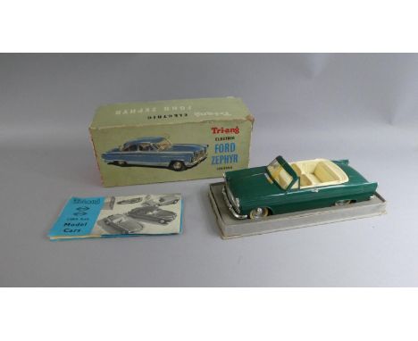 A Boxed Tri-ang Electric Ford Zephyr Convertible 1/20 Scale in Green Plastic body and Cream Interior, Model AF also Has Origi