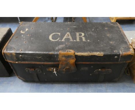 A Vintage Travelling Trunk Monogrammed CAR, 85cm Wide 