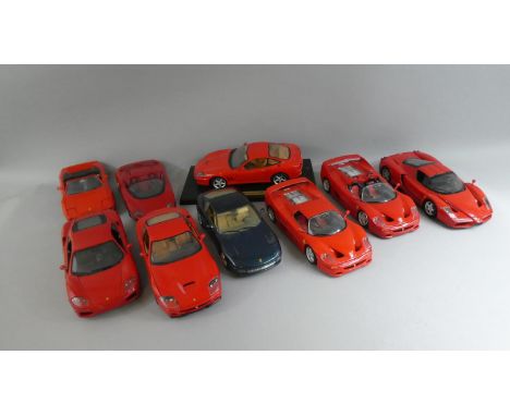 A Collection of 9 Unboxed 1/18th Scale Models of 1990s-2000 Ferraris to include 248 Mythos, 2 F50, 2 550 Maranello, 456GT, 36