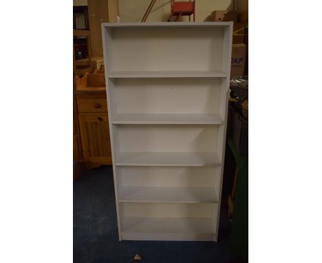 A White Painted Five Shelf Open Bookcase, 65cm Wide 