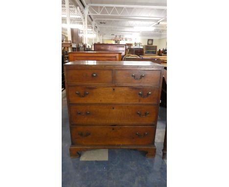 A 19th Century Oak Chest of Two Short and Three Long Drawers on Bracket Feet, 88cm Wide 