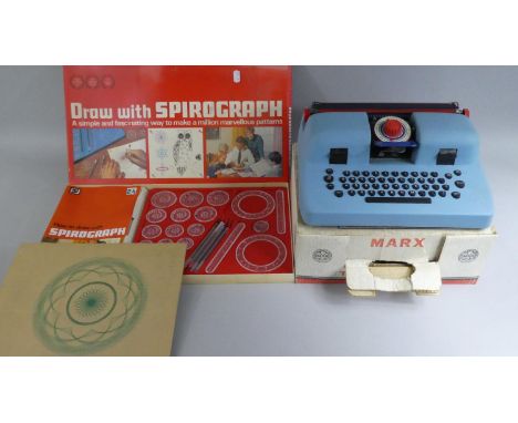 Two Boxed Items, A Complete Denys Fisher Spirograph and a Marx Toys De Luxe Typewriter 