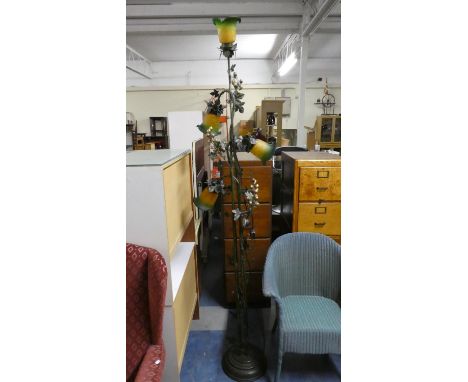 A Novelty Four Branch Standard Lamp in the Form of Vine with Grapes 