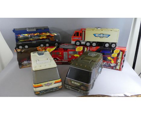 A Collection of Boxed and Loose Micro Machines Play Sets, Transformers From Vehicle to City, To Include White Van to Mini Cit