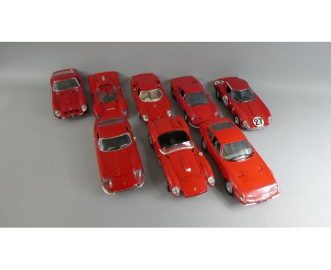 A Collection of Eight Unboxed 1/18th Scale Models of 1950s-1970s Ferraris to include GTB-4, 365 GTB/4 Daytona, 250 Testa Ross