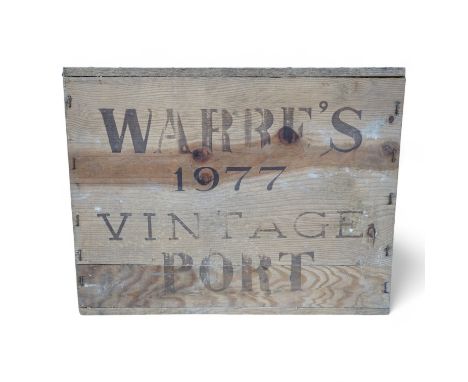 Six bottles of Warres Vintage 1977 Port (in a case for twelve). Condition - storage unknown