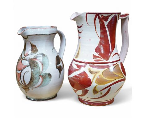 Alan Caiger-Smith (1930-2020), an Aldermaston Pottery lustre glazed jug and another, tallest 22cm. Condition - good