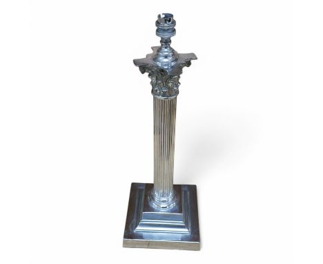A Corinthian column plated table lamp, 51cm high. Condition - chrome has oxidised in places