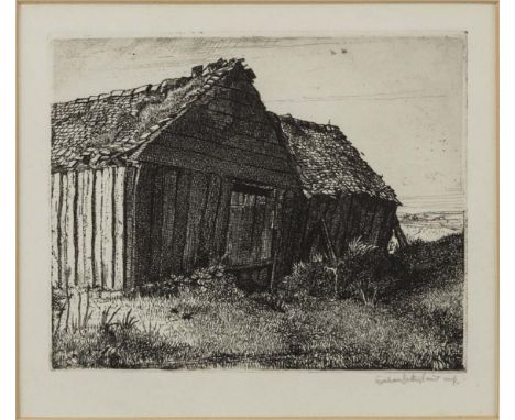 § GRAHAM SUTHERLAND O.M. (BRITISH 1903-1980) WARNING CAMP  Signed, etching  13cm x 15cm (5in x 6in) Provenance: William J Mac