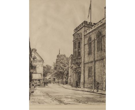 § SIR MUIRHEAD BONE (SCOTTISH 1876-1953)  SCHOOL HOUSE DOOR, RUGBY  Signed and indistinctly labelled, pencil on paper  25.5cm