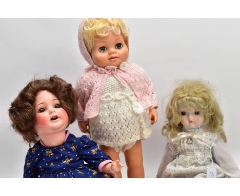 A HEUBACH KOPPELSDORF BISQUE HEAD DOLL, nape of neck marked 'Heubach Koppelsdorf' 342 3½ Germany, sleeping eyes with damaged/