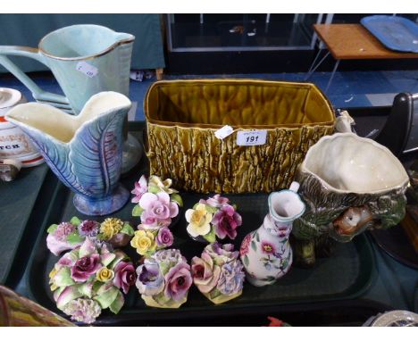 A Collection of 1950's China to Include Shorter Jugs, Arthur Wood Planter, Withernsea Jug, Poesy Ornaments Etc 
