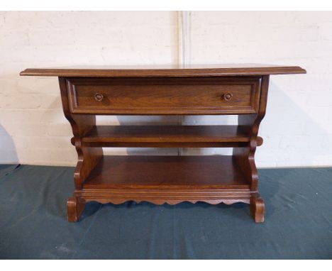 An Oak TV Stand/Side Table with Single Drawer and Stretcher Shelf 84cm Wide