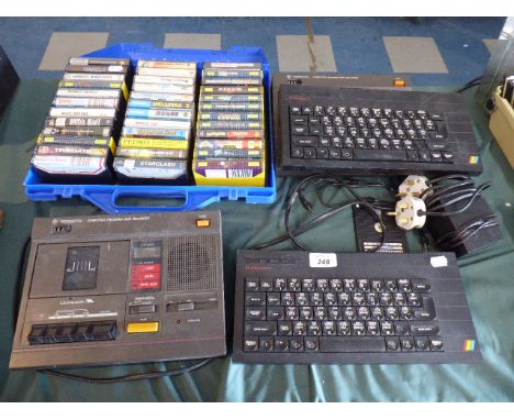 Two ZX Spectrum+ Vintage Computers, Collection of Games, Two Computer Programme Data Recorders 